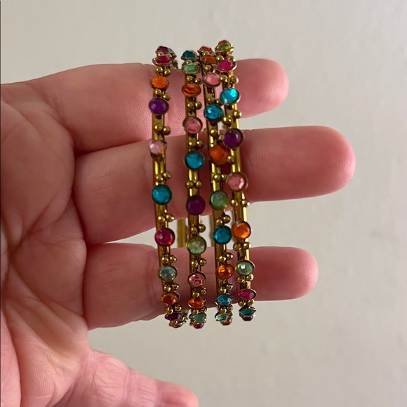 Jewelry - Gold Multicolor Crystal Stretch Bracelet Set - Women Jewelry